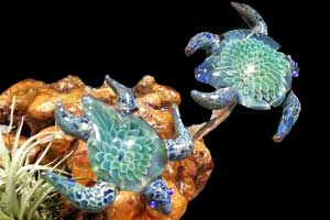 sea turtles in blown glass